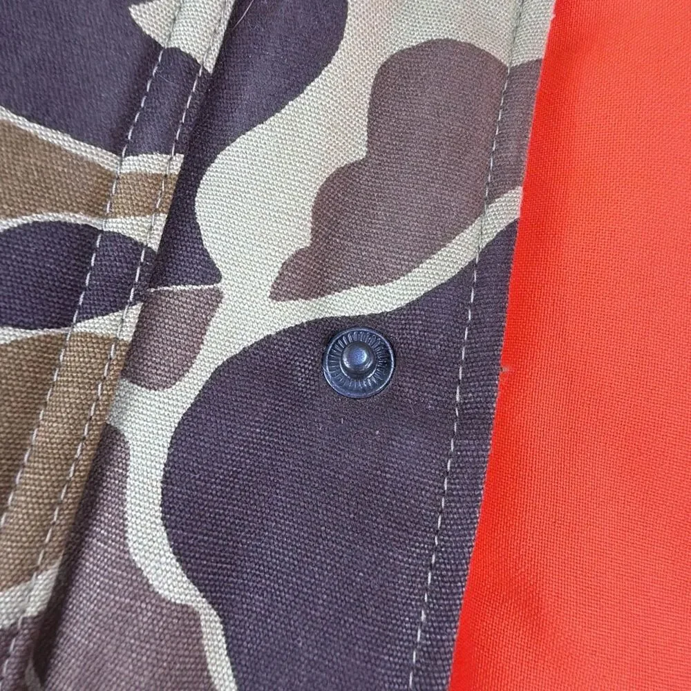 Vtg Duck Camo 80s/90's Puffer Vest Reversible Orange Insulated Sz M Thick/Heavy